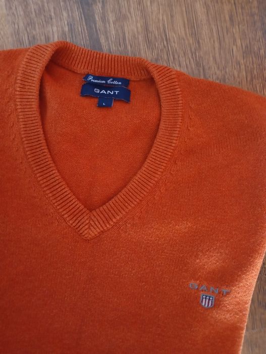 Sweter męski GANT v-neck bawełniany Old Money L