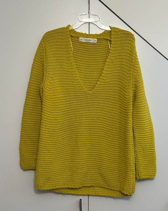 Zara ciepły sweterek damski M-L zółty