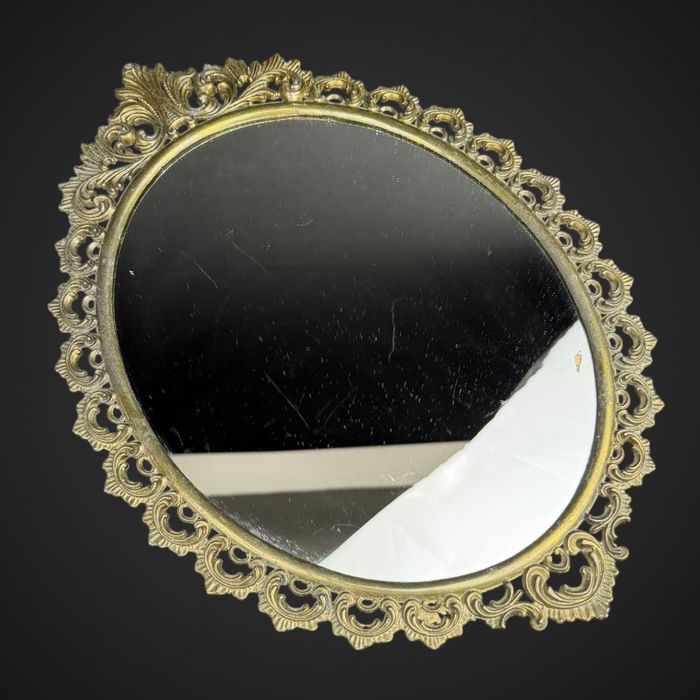 Lustro Ścienne w Złotej Ramie Rokoko Pałacowe mosiądz B61/021806