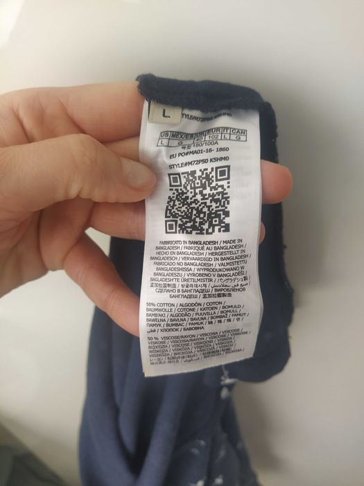 GUESS Los Angeles granatowa koszulka polo w białe flamingi roz. L