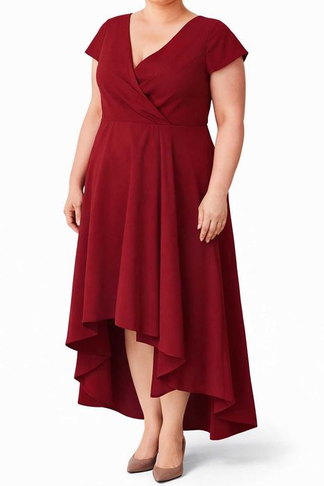 Sukienka Selena bordowa elegancka asymetryczna / midi-maxi