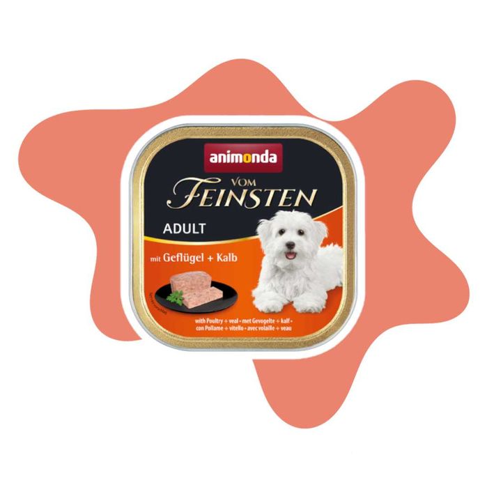 Animonda Vom Feinsten Adult z drobiem + cielęcina 10x150g Drób Cielęcina dla dorosłych psów małych ras w wieku od 1 do 6 lat