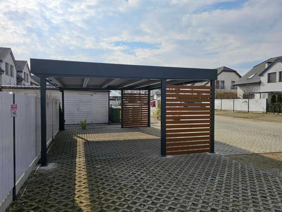 WIATA Garażowa Samochodowa na 2-Auta ze 2 ściankami  CARPORT
