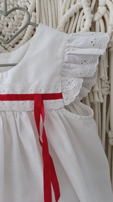 Handmade sukienka Boho biała roz.80/86