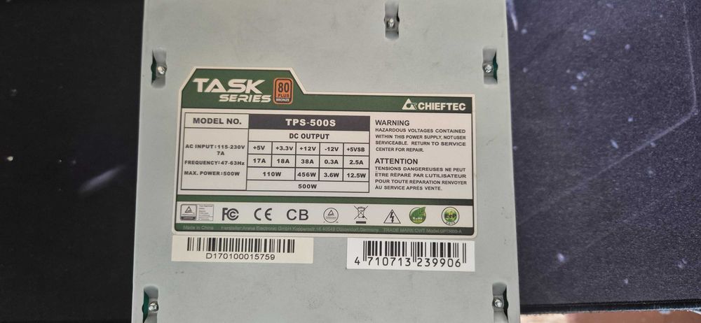 Zasilacz Chieftec TPS-500S o mocy 500W