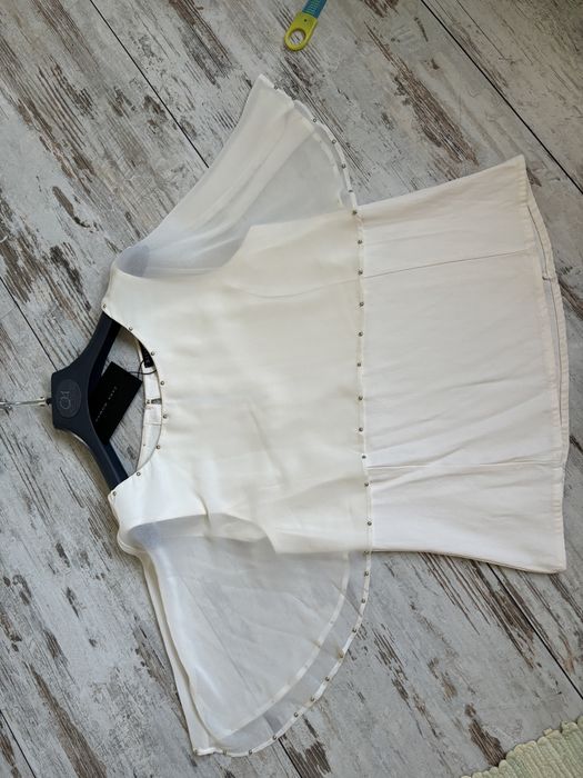 Zara woman motyl mgiełka tiul szyfon oversize wiskoza krem