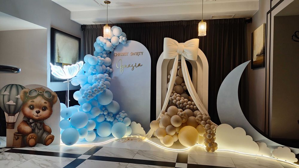 Ścianka balonowa dekoracje TANIO Łódź chrzest komunia