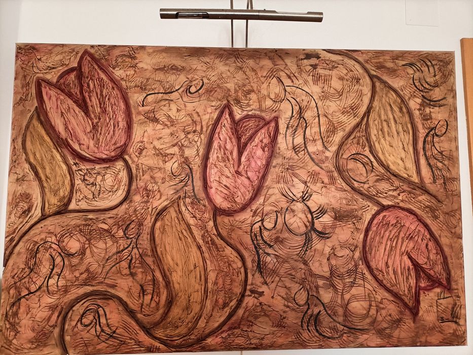 "Papoilas Saltitantes "- Tela com pintura e textura  120x80