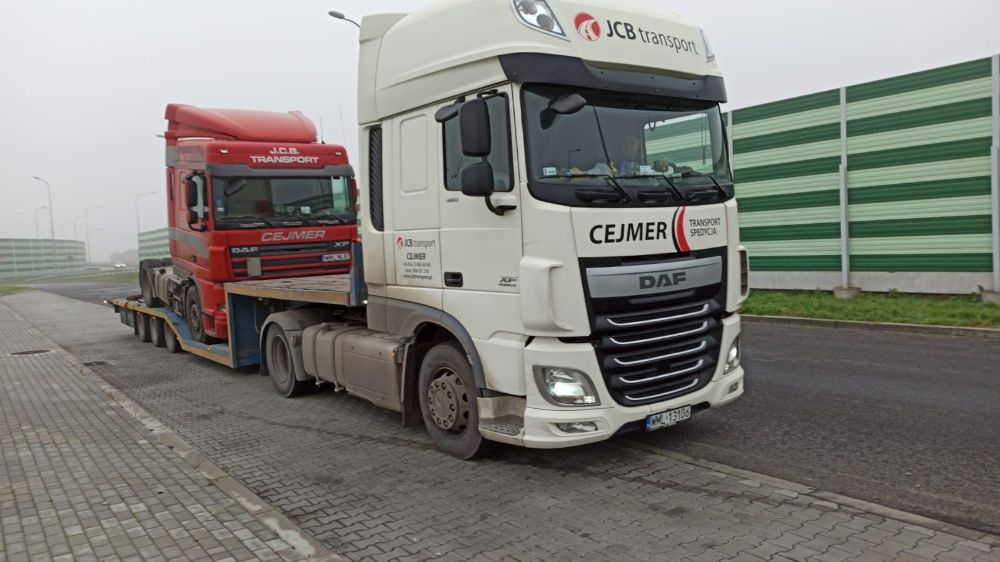 Wynajem naczepy niskopodwoziowej transport ciągników siodłowych maszyn