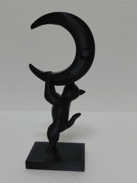 Gato na Lua - Estatueta Mística Decorativa