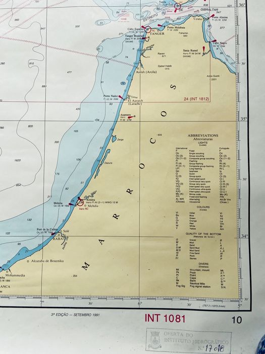 Carta Náutica 4B (int 1081) de Cabo Finisterre a Casablanca