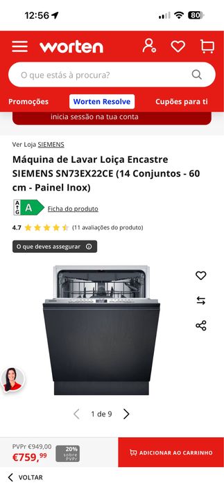 Máquina de Lavar Loiça Encastre SIEMENS SN73EX22CE (14 Conjuntos