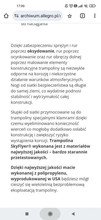 Trampolina ogrodowa skyflyer 180 cm