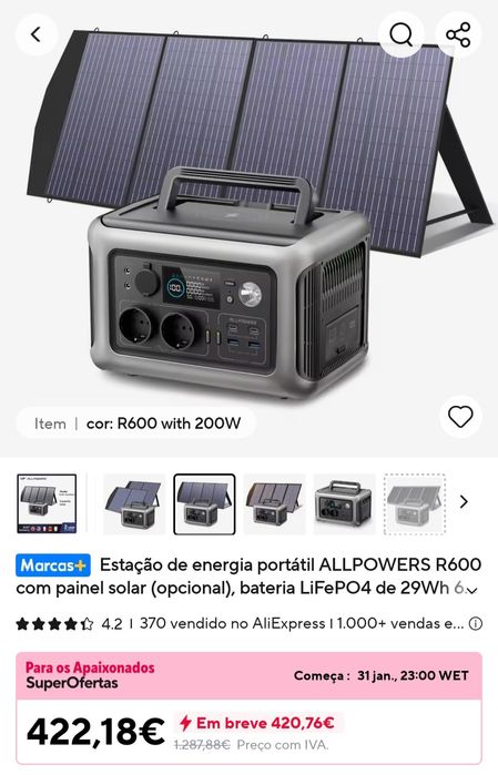 Painel solar mais bateria