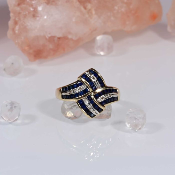 Pierścionek złoto 585 szafir brylant