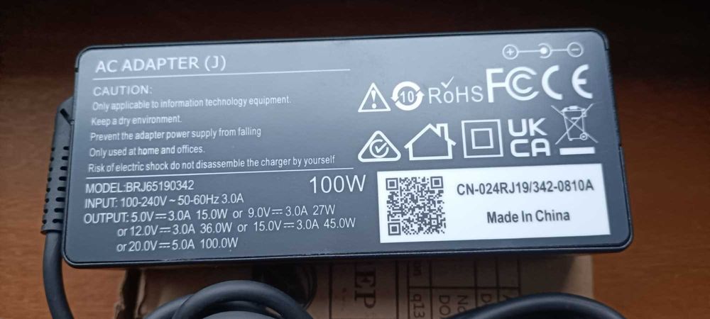Zasilacz Laptopa USB-C 100W 5v 3A, 12V 3A, 20V 3A