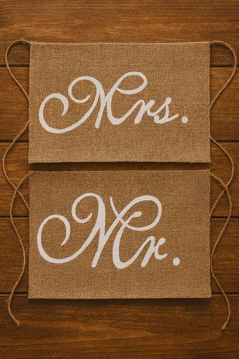 napisy na krzesła - mr. and mrs. - idealne na ślub w stylu boho :)
