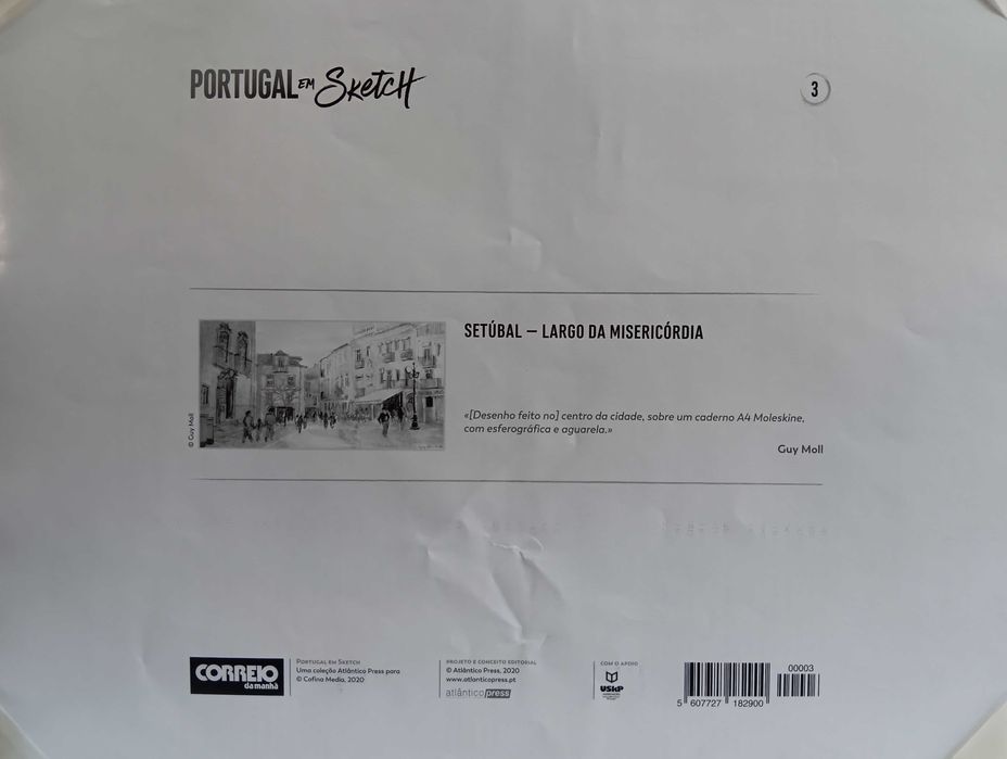 Setúbal em litografia de aguarela de Guy Moll