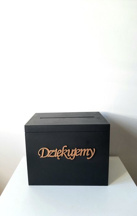 Czarne pudełko na koperty skrzynka na koperty ślub wesele złoty