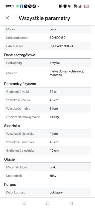 Krzesła żółte komplet 4 sztuki