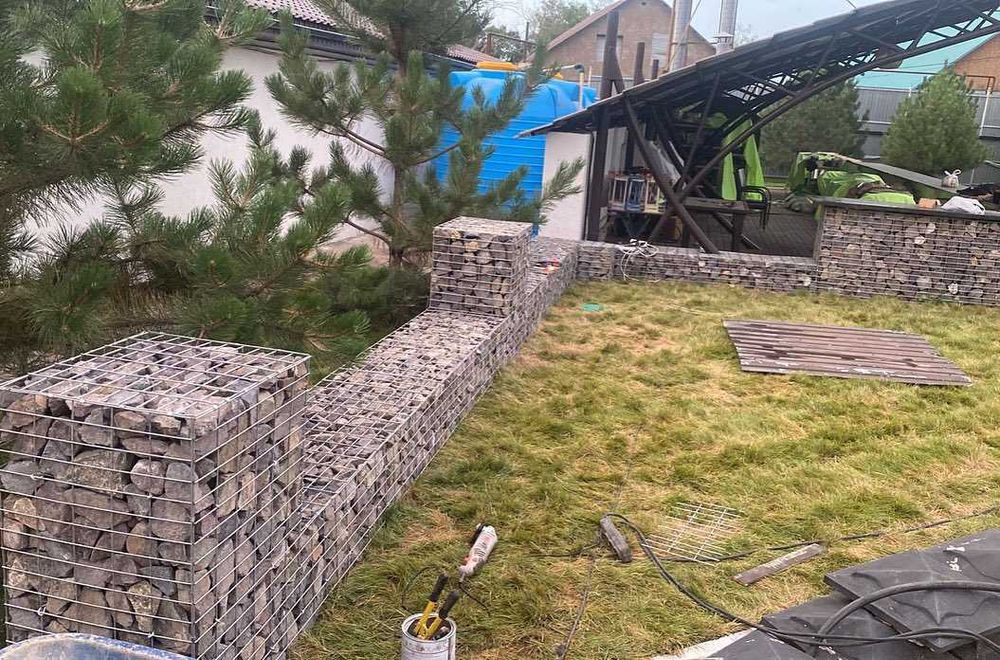 Габион Паркан із ГАБІОНУ Заборы Подпорная стенка Клумба из габионов: 2 ...