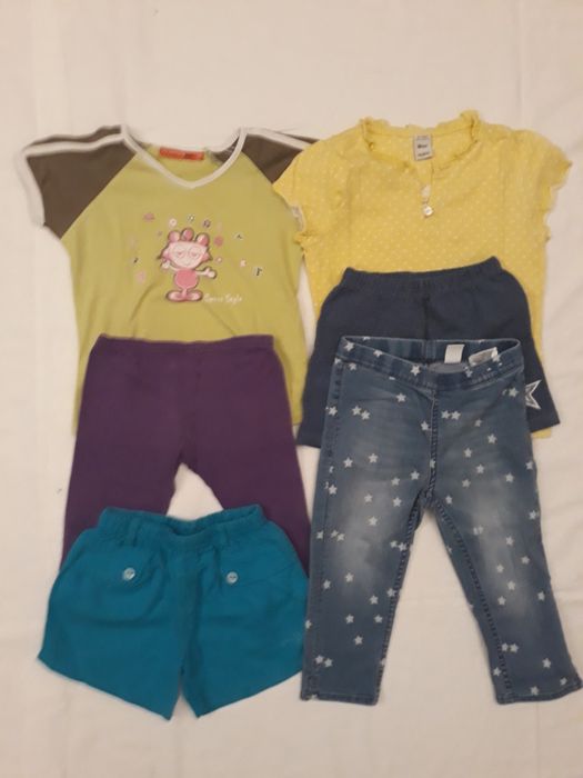 Zestaw paczka spodnie koszulki bluzki szt. 6, r. 122 dla dziewczynki
