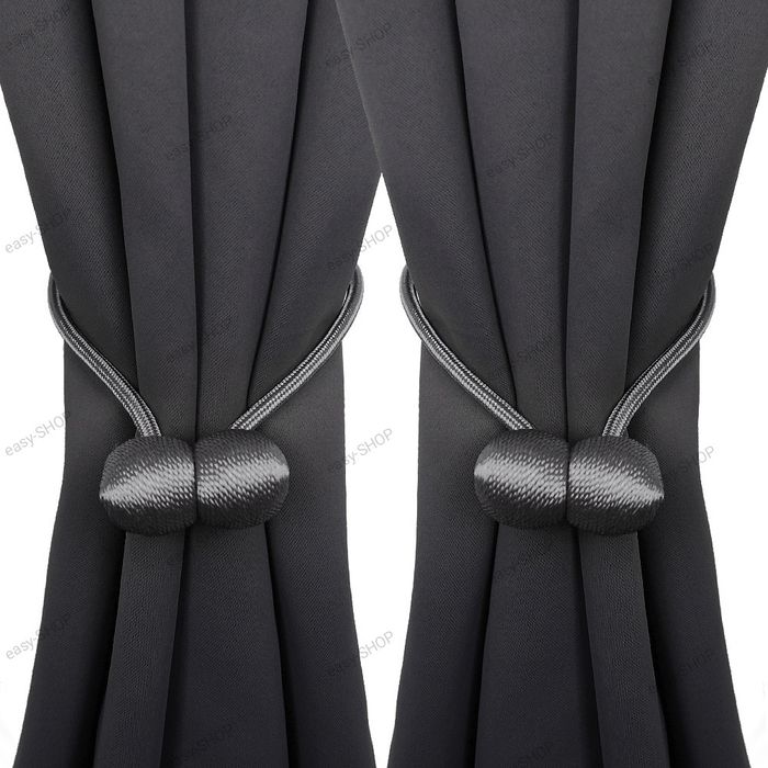 Sznury szare do zasłon firan chwosty na magnes 2 sztuki