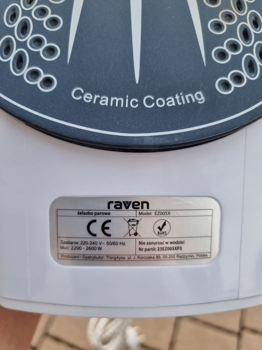 Żelazko parowe Raven EZ005X 2600W | Ceramiczna stopa | Stan bardzo dobry