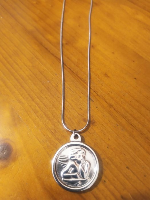 Colar de aço inoxidável medalha anjo