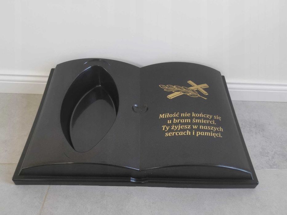 KSIĄŻKA na grób Podkład do kwiatów stroików sztucznych + Doniczka