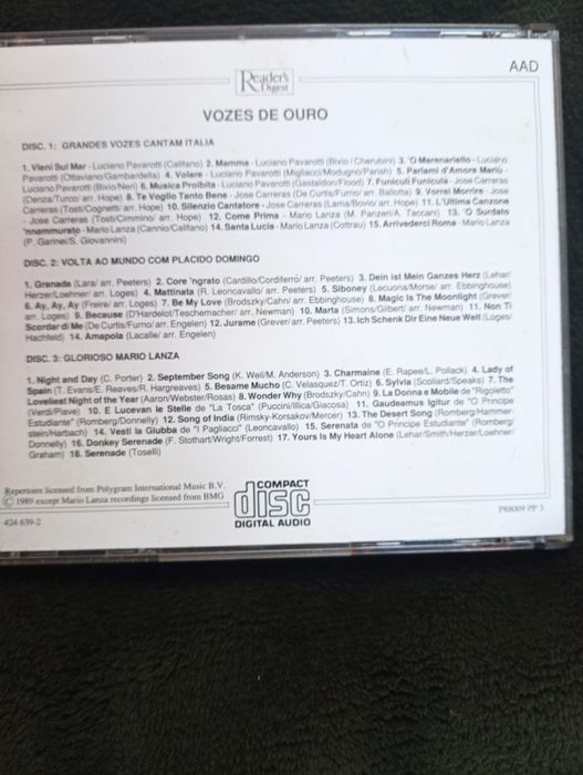 2 coletaneas cd Vozes de Ouro - 1 a 3 e 4 a 6  -  Reader's Digest,