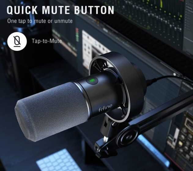 Microfone dinâmico podcast Fifine XLR Studio K688 Gaming USB para PC