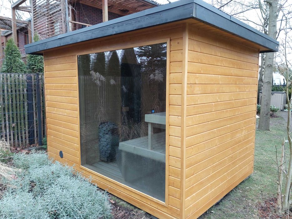 Sauna Zewnętrzna Nowoczesna z Przedsionkiem