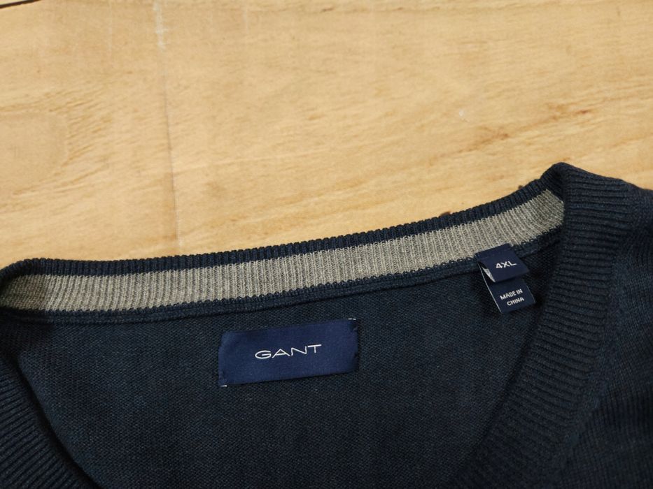 GANT Sweter Męski Granatowy Logowany r. 4XL