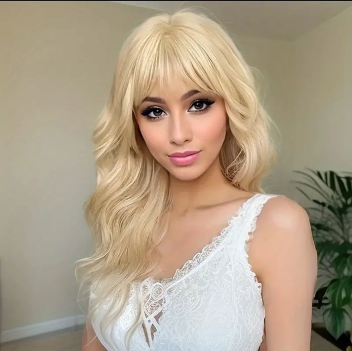 Peruka dluga złoty blond