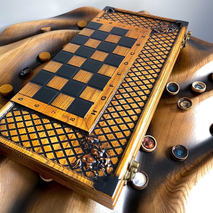 Преміум дерев'яний набір 3 в 1 шахи, нарди, шашки  на ПОДАРУНОК