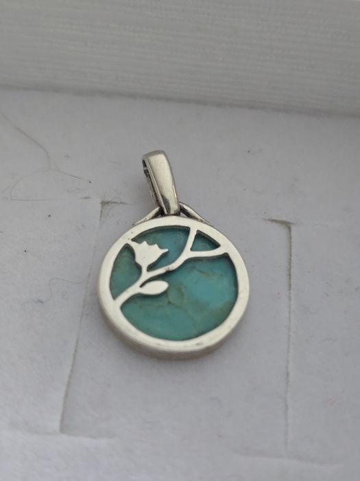 Srebrna zawieszka z turkusem, srebro, turkus
