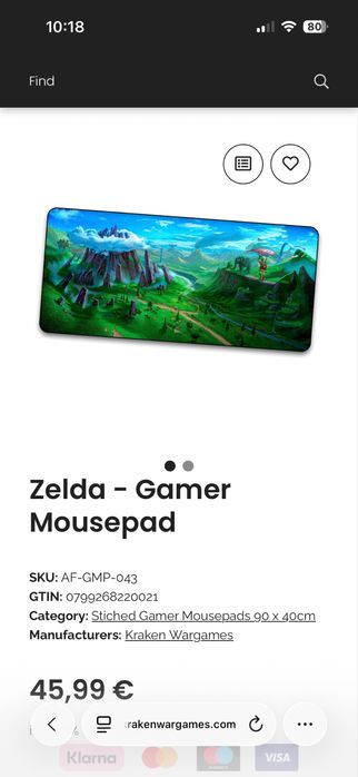 Podkladka pod mysz 90x40 Zelda nowa