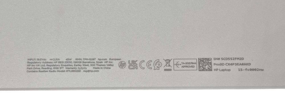 Laptop HP 15-FC0002NW