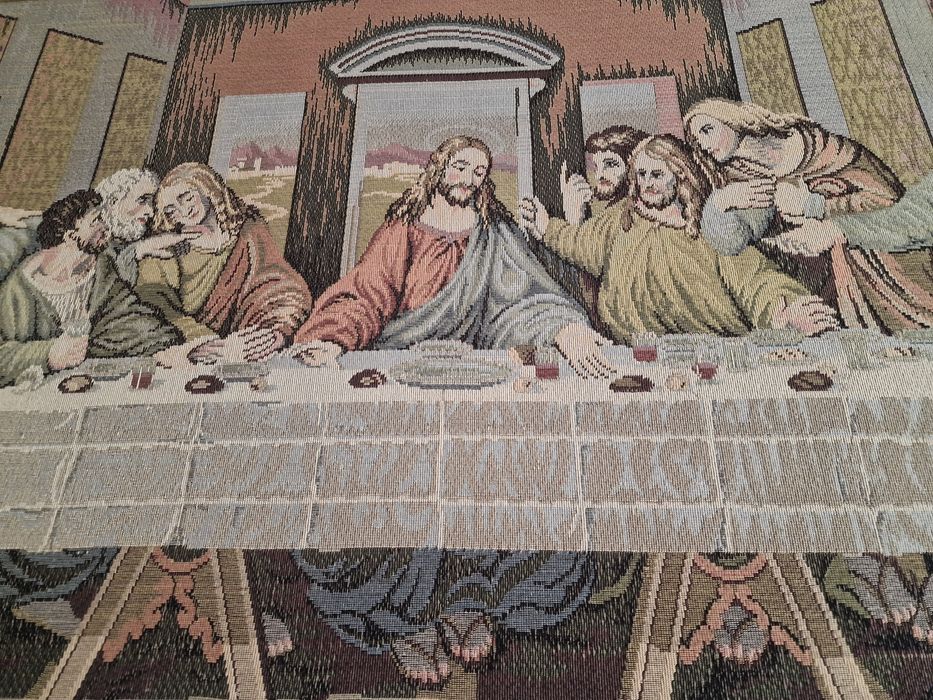 Quadro Grande em Tapeçaria da Última Ceia de Jesus Cristo 177cm x 84cm