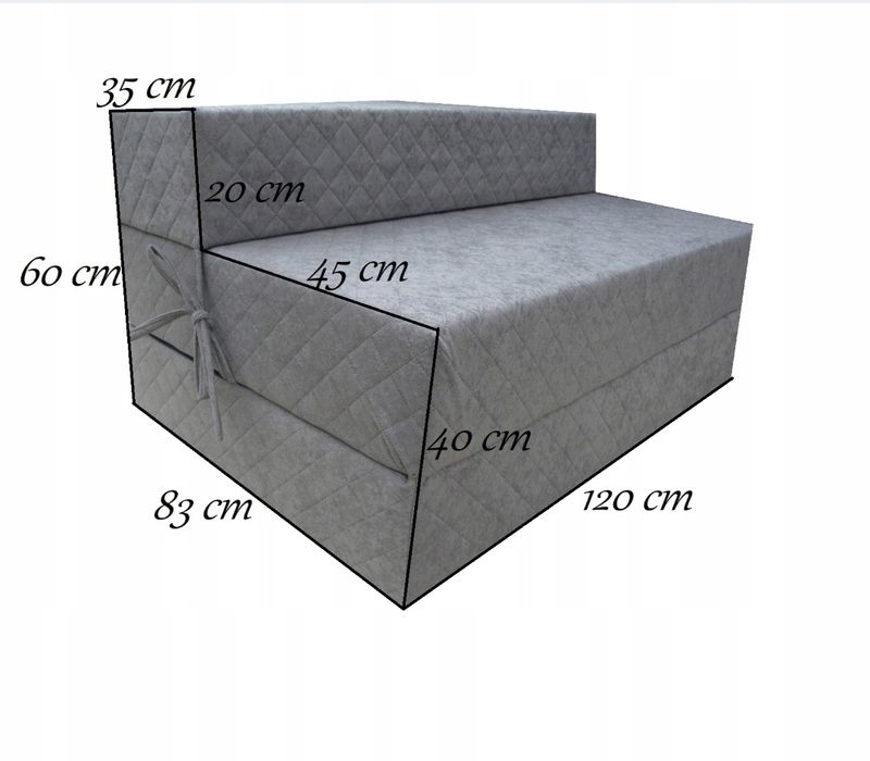 Składany materac / sofa 120x200 cm – wielofunkcyjny, wygodny