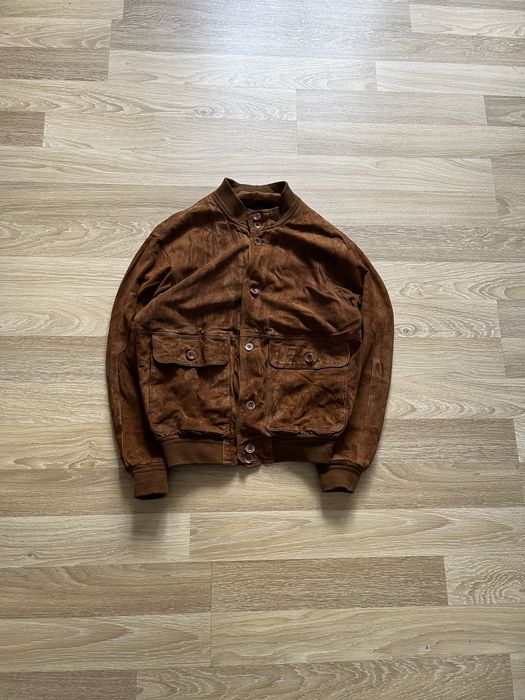 VINTAGE SUEDE real leather jacket brown fall alpha ma cos шкіряна замшева куртка