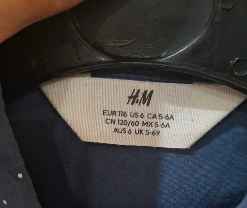 Camisa azul manga curta 5-6 anos H&M