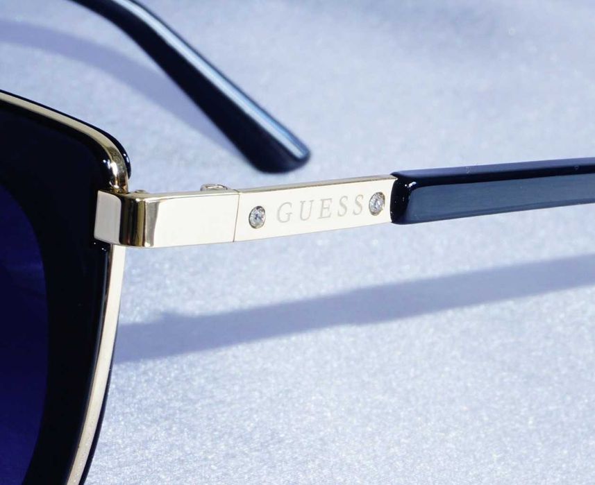 Okulary damskie Guess GF6089 kocie oczy czarne złote kryształki Nowe