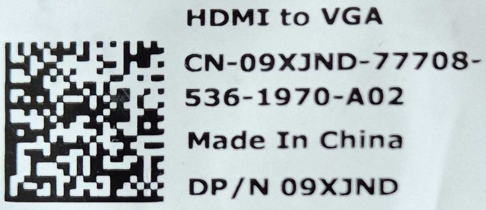 Adaptador Dell HDMI to VGA ainda selado