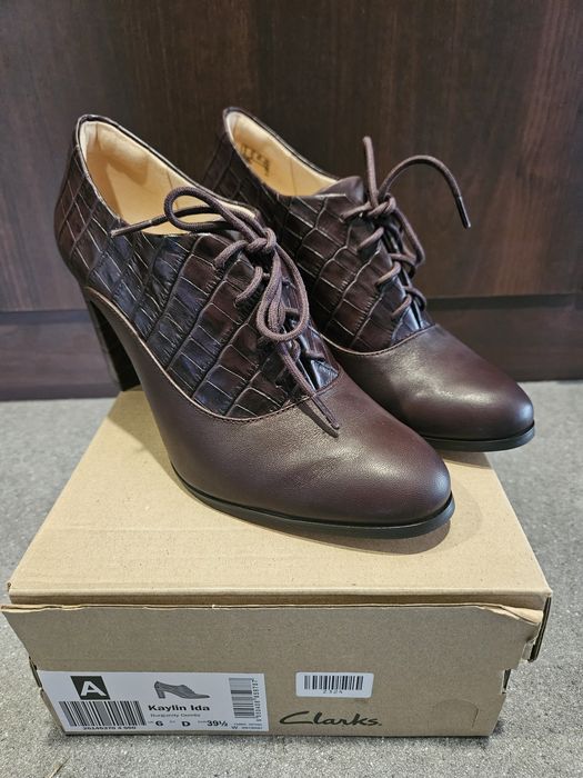Clarks Kaylin Ida - 39,5 jak nowe. 9cm obcas, skóra naturalna