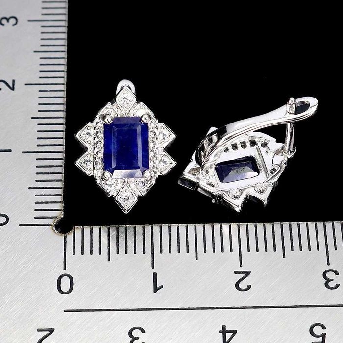 Серьги из серебра 925 пробы  из синего сапфира и топаза