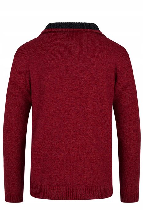Modny Sweter Męski Golf Półzamek Czerwony - L