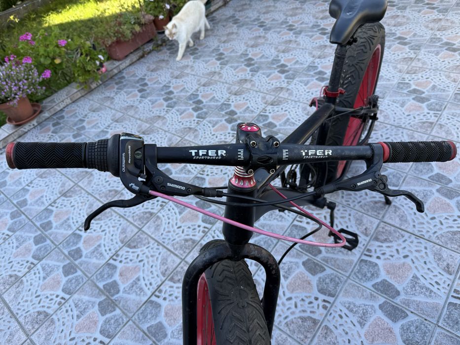 Fat Bike Shimano (Preto/Vermelho) – Ideal para Projeto de Restauro / Peças