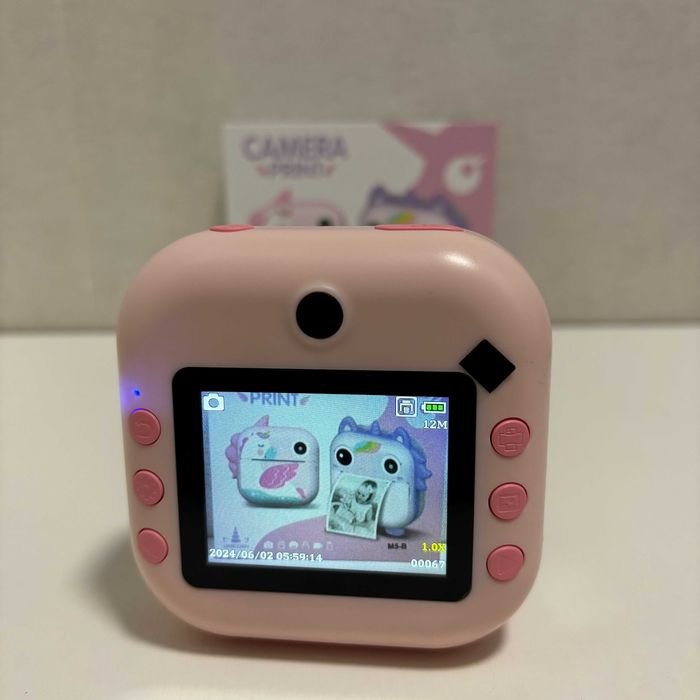 Фотоапарат принтер дитячий з миттєвим друком Єдиноріг рожевий рулони